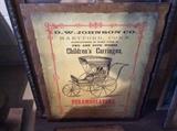 FRAMED ANTIQUE AD FOR A CHILDS CARRIAGE