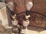 ANTIQUE CARVED ALABASTER LAMPS