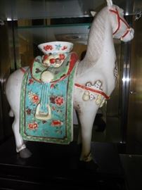 Pair of Chinese Decorative Horses on Stands