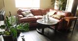 Leather 2 piece sectional. Classy, comfortable, not too large.