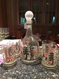 Vintage Hand Painted Decanter w/mugs