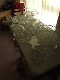 Fostoria Cubist pattern , Depression Glass and elegant Punch Bowl Set