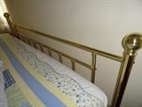 BRASS HEADBOARD AND COMPLETE FRAME AND FOOTBOARD ALL INCLUDED... MATTRESS AND BOX SPRING SOLD SEPARATELY..