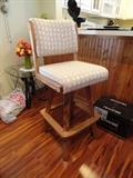 THERE ARE 3 OF THESE BAR STOOLS.. IN EXCELLENT SHAPE.. ALL WOOD WITH FABRIC SEATS