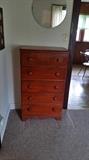 Circa-1950's Pine -5-drawer dresser, with all wood knobs.