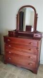 Antique Dresser (4-Drawers w/ 2-Trinket storage boxes on top) and Mirror - Excellent condition.