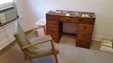 Vintage Knee-Hole Desk and Arm Chair