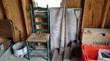 Vintage Chair with Cain Seat / Shovels, etc.