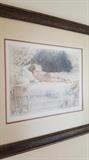 Antione Calbet (1860-1944) - "Resting" - hand colored etching 