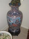Large enamel cloisonne floor vase