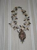 Sterling Pearl Amber and shell San Antonio aritst necklace