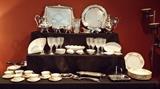 Lenox china, silverplate serving pieces, stemware