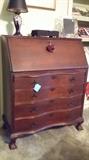 Antique drop front desk with drawers
