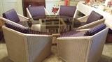 Wicker chairs & glass top table - 1970's
