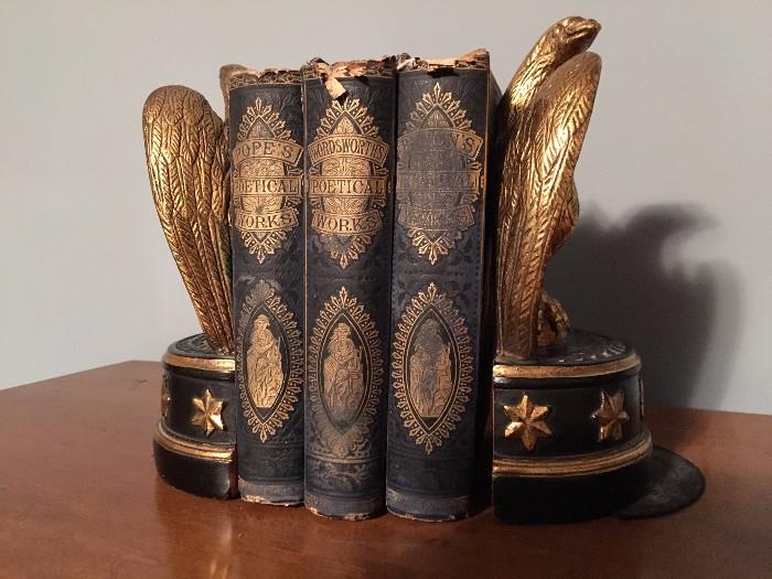Vintage Borghese Eagle Bookends / Old Books...