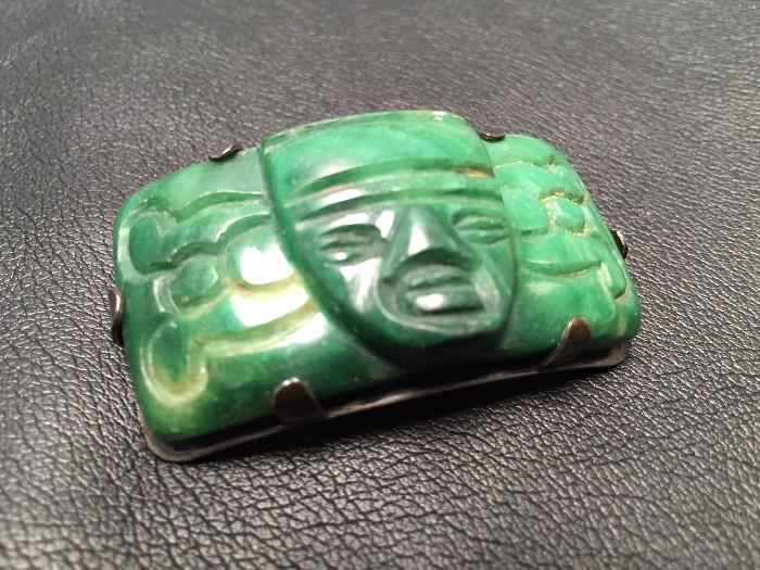 Jade Aztec Brooch