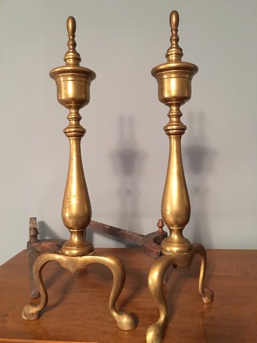 Chippendale Brass Andirons 