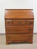 Vintage maple secretary. Looks wonderful with the maple dresser, chest of drawers and mirror in this same auction.