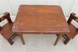 Children's solid wood play table and chairs.