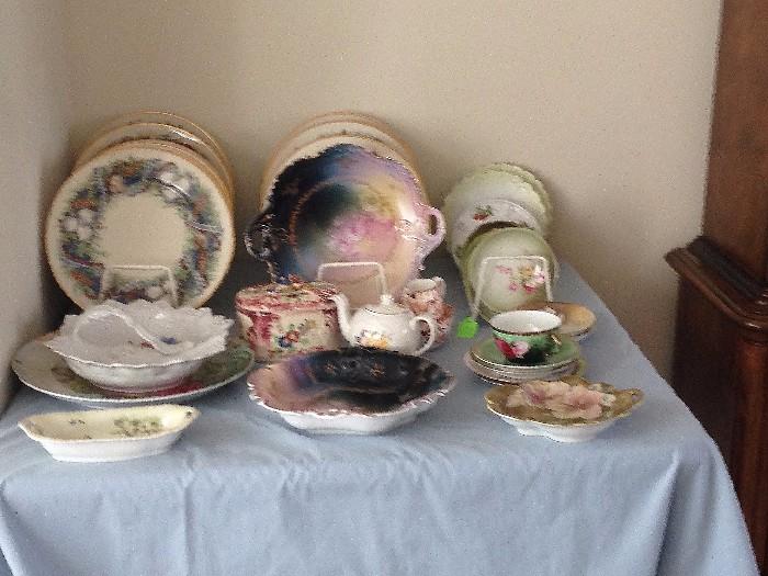 Hand painted porcelain  with Lenox Christmas Wreath collector plates