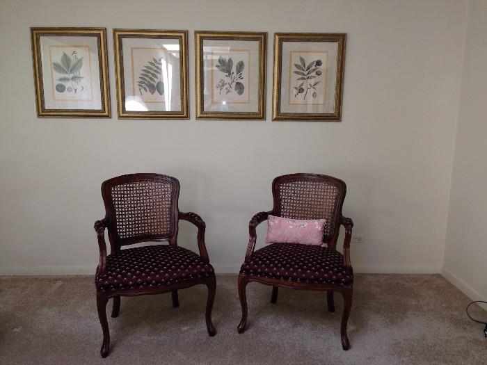 Wall art and  pair of arm chairs