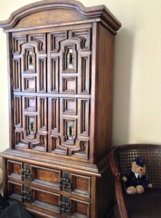 Stanley armoire chest and small armchair