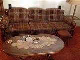 Vintage 70s couch and walnut coffee table