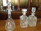 Crystal decanters and vintage bar items