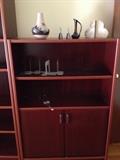 cherry wood bookcase, wall unit