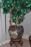 Potted Plant in Decorative Urn & Stand