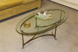 Glass & Brass Oval Coffee Table