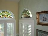 Stained glass half moon window decorations