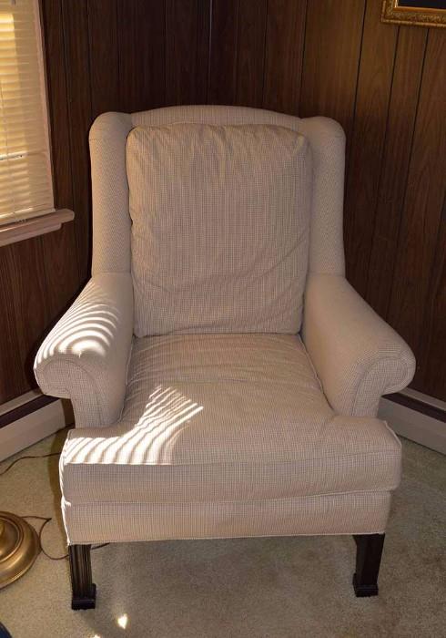 Neutral Highback Upholstered Armchair