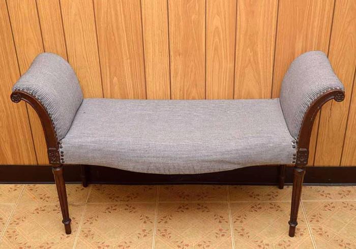 Antique Mahogany Upholstered Bench