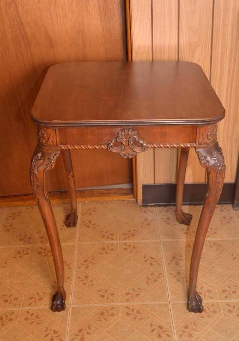 Antique Victorian Side Table with Ball & Claw Feet (one foot needs gluing)