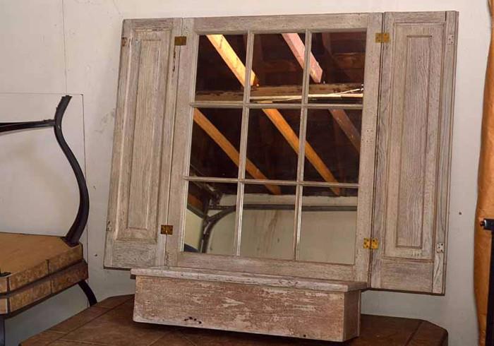 Upcycled Old Window Planter Box with Mirror and Shutters