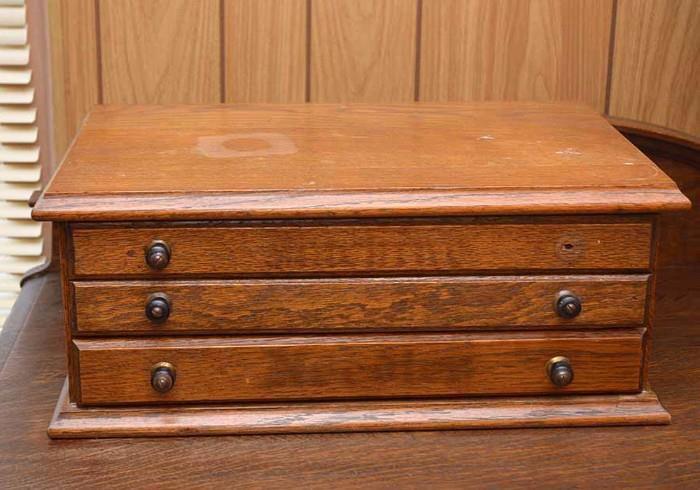 Vintage Oak Spool Cabinet / 3 Drawers