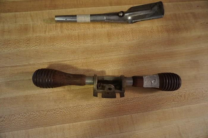 Oil can opener and antique spokeshaver