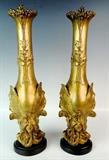 Pair of C.1900 Signed Dore Bronze Nouveau Vases
