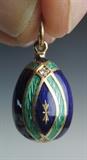 Signed Faberge Russian Enamel Egg Pendant