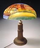 Antique reverse painted Scenic Lamp