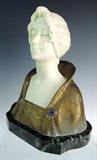 Bronze & Bisque porcelain Signed Bust. C.1900