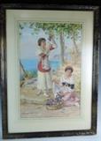 Antique Italian Watercolor Signed Luigi Olivetti