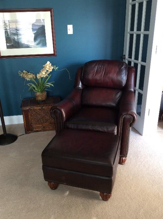 Flex Steel leather chair and ottoman