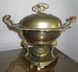 Vintage Brass Chafing Dish with Warmer 
