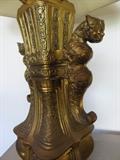 Pair Vintage Heavy Chinese Brass Bronze Chilong Dragon Handle Lamps
