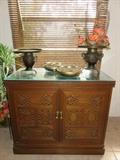 Hand Carved Teak Buffet Console Cabinet