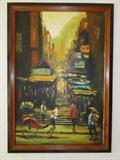 Vintage Oil Painting, Ladder St. Hong Kong