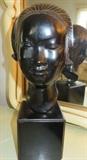 Pair Vintage Heavy Bronze Bali Woman Head Bust Saigon