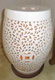 Vintage Asian Oriental Pierced Ceramic Blanc De Chine Floor Lamp 